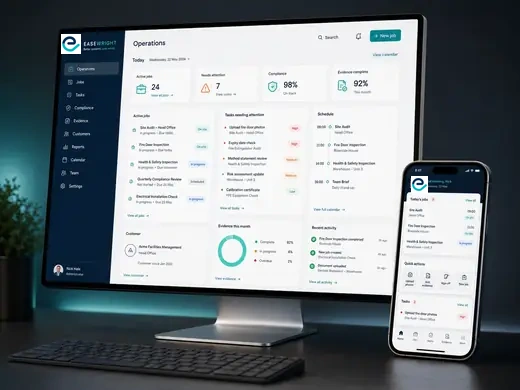 EaseWright operations dashboard shown on desktop and mobile